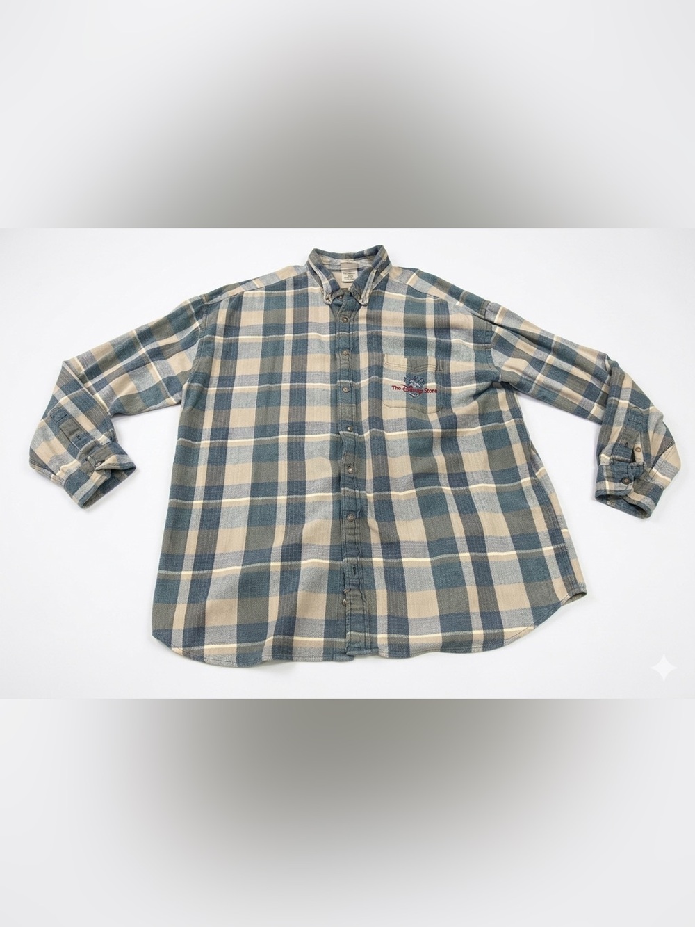 Vintage Disney Store Tigger Plaid Flannel Button Down Shirt Men XXL Blue Pooh